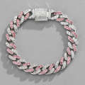 NL023 11mm Box Buckle Hip Hop Necklace, Size: 18cm (Pink White)