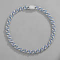 NL023 11mm Box Buckle Hip Hop Necklace, Size: 20cm (White Blue)