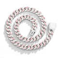 NL023 11mm Box Buckle Hip Hop Necklace, Size: 20cm (Pink White)