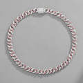NL023 11mm Box Buckle Hip Hop Necklace, Size: 20cm (Pink White)