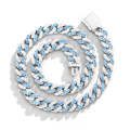 NL023 11mm Box Buckle Hip Hop Necklace, Size: 55cm (White Blue)