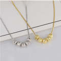2 PCS Frosted Transfer Bead Clavicle Chain Necklace(Gold )