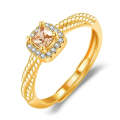 J355 Valentine Day Square Champagne Zircon Ring(Golden Color)