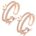 2 PCS J330 Crown Double Layer Open Adjustable Ladies Ring(Rose Gold)