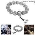 16mm Six Character Mantra Heart Sutra Thai Silver Bead Couple Bracelet