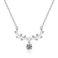 A207 Ladies Small Antler Water Drop Pendant Clavicle Necklace, Color: Platinum Color (With Chain)