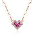 A210 Ladies Heart Pendant Gold Plated Clavicle Necklace(Rose Gold (With Chain))