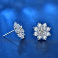 XEZ002 925 Silver Sun Flower Earrings Moissanite  Personal Earrings(50 Points White Gold)