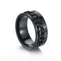 2 PCS Roman Numerals Turnable Chain Titanium Steel Ring, Color: black(11)