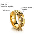 2 PCS Roman Numerals Turnable Chain Titanium Steel Ring, Color: Gold(13)
