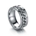 2 PCS Roman Numerals Turnable Chain Titanium Steel Ring, Color: Steel Color(11)