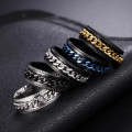 2 PCS Men Stainless Steel Embossed Turnable Chain Rings, Color: Black Gold(8)