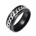 2 PCS Men Stainless Steel Embossed Turnable Chain Rings, Color: Black Steel Color(8)