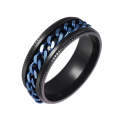 2 PCS Men Stainless Steel Embossed Turnable Chain Rings, Color: Dark Blue(7)
