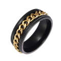 2 PCS Men Stainless Steel Embossed Turnable Chain Rings, Color: Black Gold(11)