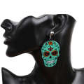Halloween Jewelry Acrylic Personal Skull Earrings(Green Ghost Head)