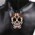 Halloween Skull Necklace Acrylic Personalized Pendant Jewelry(Flower Ghost Head)