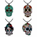Halloween Skull Necklace Acrylic Personalized Pendant Jewelry(Flower Ghost Head)