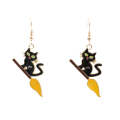 Funny Halloween Cat Exaggerated Earrings Necklace Assembly(Green Earrings+Necklace)