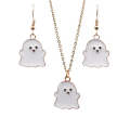 Halloween Jewelry Alloy Ghost Earrings Necklace(White Earrings+Necklace)