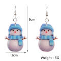 4 Pairs Christmas Acrylic Snowman Earrings(Blue)