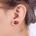 1 Pairs DIY Simple Round Natural Agate Stone Women All-match Stud Earrings(Tiger Eye Stone)