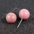 1 Pairs DIY Simple Round Natural Agate Stone Women All-match Stud Earrings(Red-striped Stone)