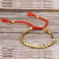 Hand Woven Irregular Copper Bead Bracelet Jewelry(Light Red Rope)