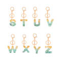 2 PCS Gold Foil Epoxy English Letter Keychain Bag Pendant(U)