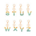 2 PCS Gold Foil Epoxy English Letter Keychain Bag Pendant(W)