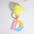 2 PCS Crystal Epoxy Rainbow Color Keychain Hair Ball Ladies Bag Pendant(D)