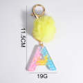 2 PCS Crystal Epoxy Rainbow Color Keychain Hair Ball Ladies Bag Pendant(D)