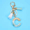 2 PCS Gold Foil English Letter Tassel Keychain Bag Decoration Pendant(C)