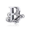 BSC030 26 Letters DIY Bracelet Beaded Accessories Zircon Silver Beads, Style: B