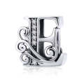 BSC030 26 Letters DIY Bracelet Beaded Accessories Zircon Silver Beads, Style: E
