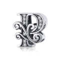 BSC030 26 Letters DIY Bracelet Beaded Accessories Zircon Silver Beads, Style: P