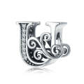 BSC030 26 Letters DIY Bracelet Beaded Accessories Zircon Silver Beads, Style: U