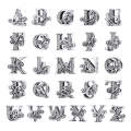 BSC030 26 Letters DIY Bracelet Beaded Accessories Zircon Silver Beads, Style: U