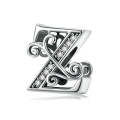 BSC030 26 Letters DIY Bracelet Beaded Accessories Zircon Silver Beads, Style: Z