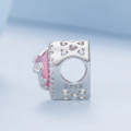 BSC724 925 Silver Pink Glass Rose Bead DIY Hollow Love Bracelet Bead