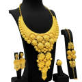 S-380 4 In 1 24K Gold Plated Bride Necklace Ear Ring Bracelet Suit Ladies Jewelry Set