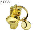 5 PCS X-026 Mini Toilet Shape Car Keychain Bag Pendant(Gold)
