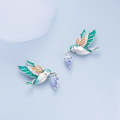 Drip Oil Craft Kingfisher Earrings Ring Set 925 Silver Jewelry, Style: Earrings