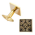 Shirt Vintage Floral Plated Brass Cufflinks, Color: Round Great Wall Pattern