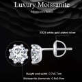 MSE008 S925 Sterling Silver Moissanite White Gold Plated Simple Elegant Earrings