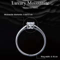 MSR005 Sterling Silver S925 Four Claw Moissanite Ring White Gold Plated Jewellery, Size: No.8