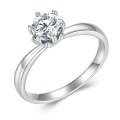 MSR006 Sterling Silver S925 Six Claw Moissanite Ring White Gold Plated Jewellery, Size: No.9