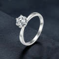 MSR006 Sterling Silver S925 Six Claw Moissanite Ring White Gold Plated Jewellery, Size: No.10