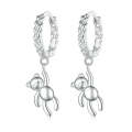 BSE729 S925 Sterling Silver Bear Twist White Gold Plated Animal Earrings