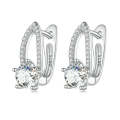 BSE732 Sterling Silver S925 White Gold Plated Zirconia Hollow Line Earrings